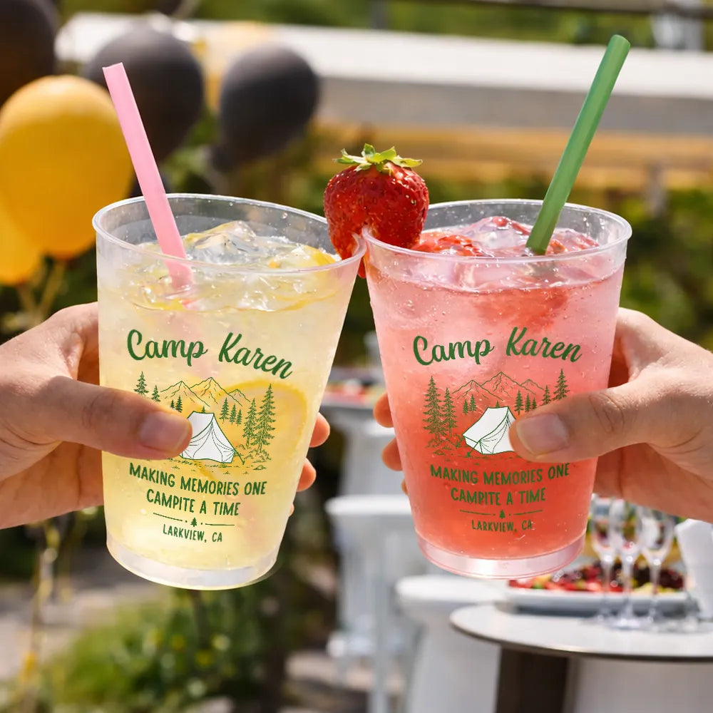 Playful,Camping,Family,Summer,Custom Text - Making Memories One Campsite At A Time Party - Personalized Frosted Cups