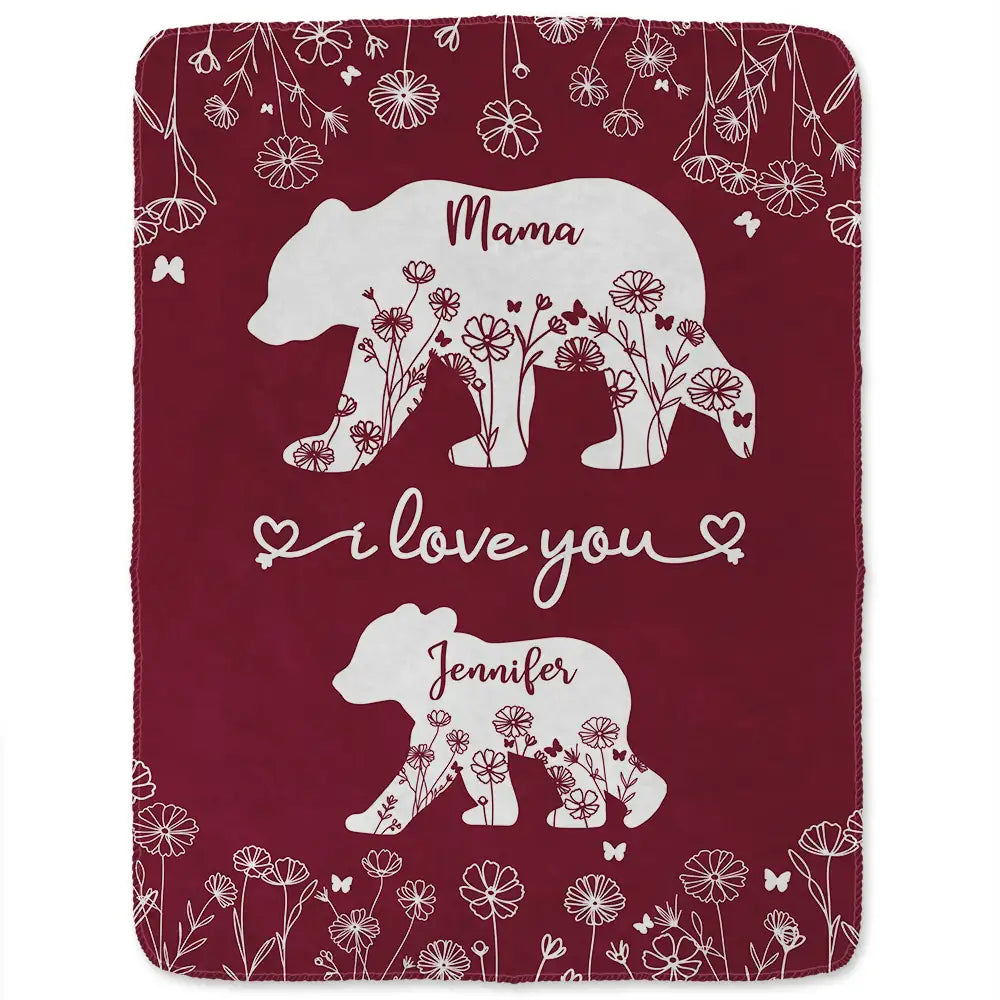 Gift For Mother,Love - Mama Bear We Love You - Personalized Fleece Blanket, Sherpa Blanket