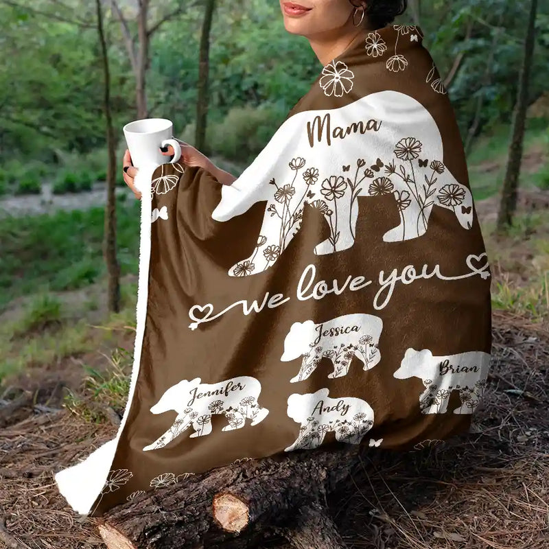 Gift For Mother,Love - Mama Bear We Love You - Personalized Fleece Blanket, Sherpa Blanket