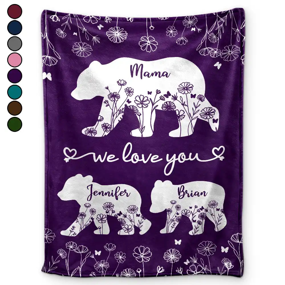 Gift For Mother,Love - Mama Bear We Love You - Personalized Fleece Blanket, Sherpa Blanket