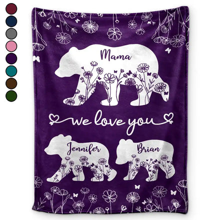 Maman Ourse On T'aime - Couverture Polaire Personnalisée, Couverture Sherpa
