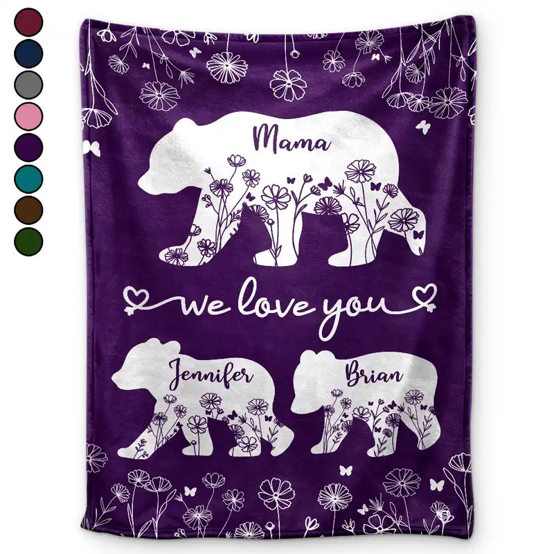 Gift For Mother,Love - Mama Bear We Love You - Personalized Fleece Blanket, Sherpa Blanket