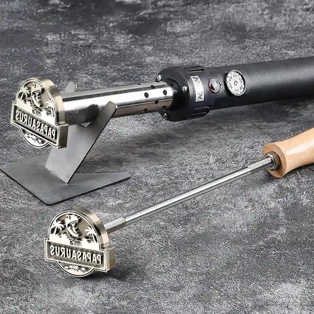 Family, Funny - Mama Papa Saurus - Personalized Grilling Branding Stamp