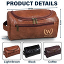 Gift For Husband, Gift For Boyfriend, Gift For Men, Happy - Man Crap Man Stuff Monogram - Personalized Leather Toiletry Bag