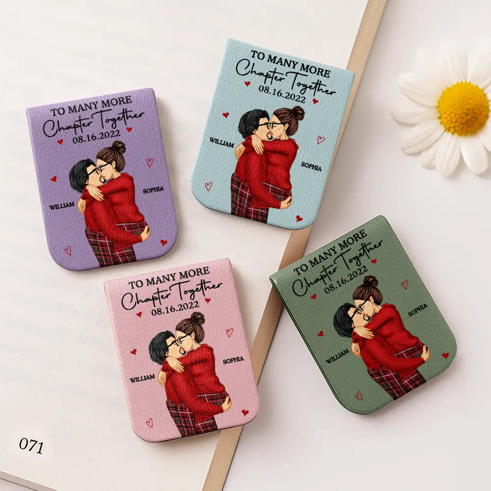 Wedding Anniversary,Reading,Gift For Couples,Gift For Husband,Gift For Wife,Happy - Many More Chapter Together Anniversary Couple, 3rd Anniversary - Personalized Leather Magnetic Bookmark