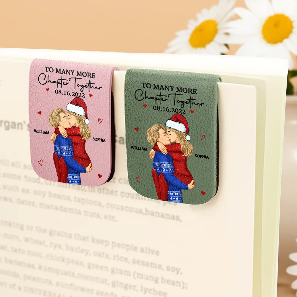 Wedding Anniversary,Reading,Gift For Couples,Gift For Husband,Gift For Wife,Happy - Many More Chapter Together Anniversary Couple, 3rd Anniversary - Personalized Leather Magnetic Bookmark