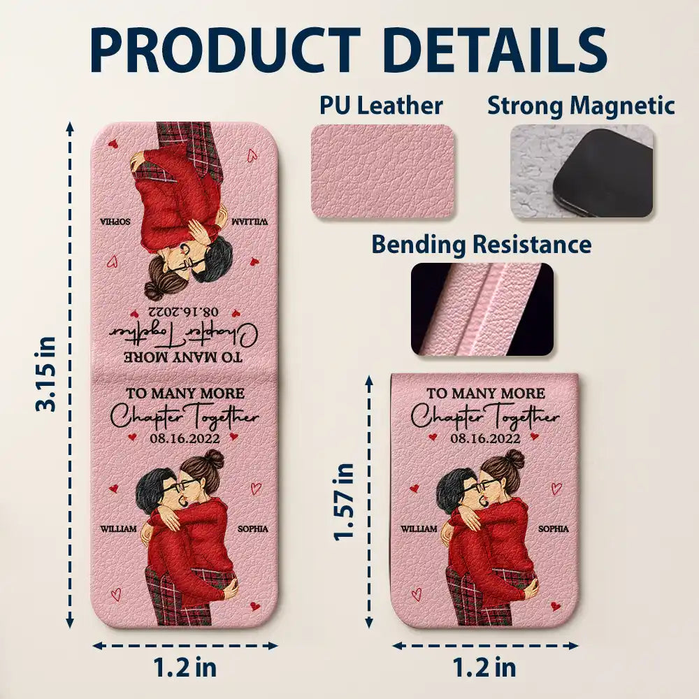 Wedding Anniversary,Reading,Gift For Couples,Gift For Husband,Gift For Wife,Happy - Many More Chapter Together Anniversary Couple, 3rd Anniversary - Personalized Leather Magnetic Bookmark