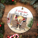 Gift For Couples, Gift For Husband, Gift For Wife, Gift For Boyfriend, Gift For Girlfriend, Funny, Christmas - Many Years Since Tying The Knot - Personalized Circle Ceramic Ornament