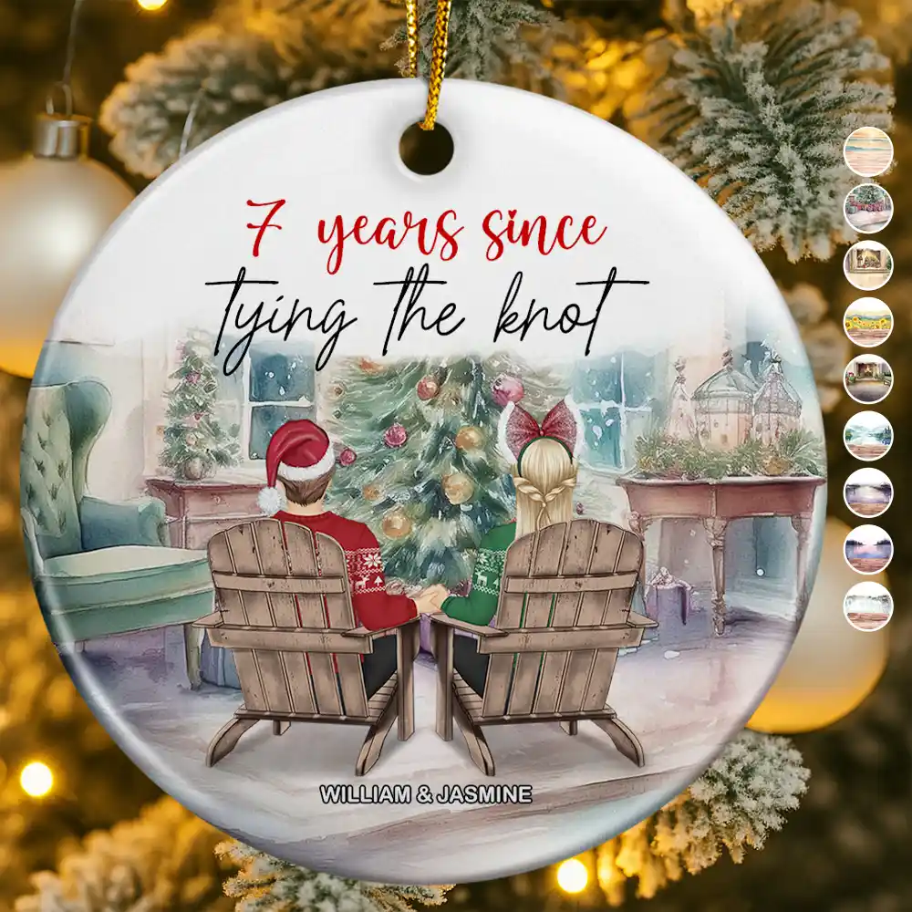 Many Years Since Tying The Knot - Personalized Circle Ceramic Ornament