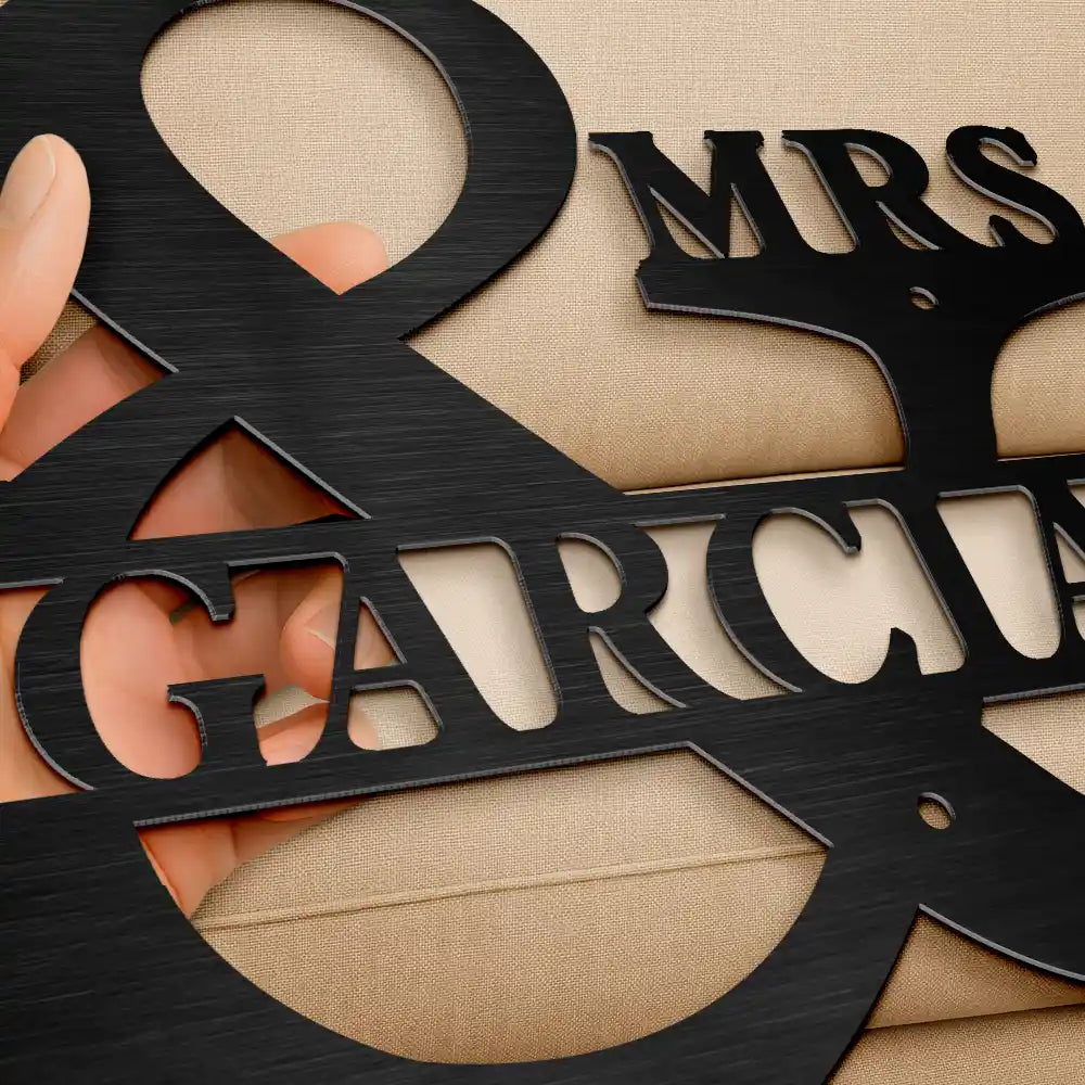 Gift For Couples,Gift For Husband,Gift For Wife,Happy - Maried Couple Mr And Mrs Family Name - Personalized Cutout Metal Sign