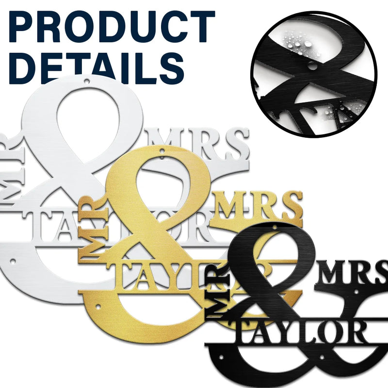 Gift For Couples,Gift For Husband,Gift For Wife,Happy - Maried Couple Mr And Mrs Family Name - Personalized Cutout Metal Sign