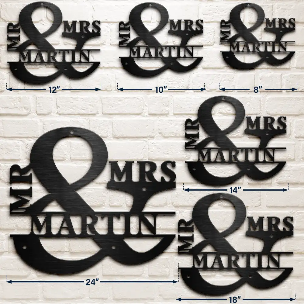 Gift For Couples,Gift For Husband,Gift For Wife,Happy - Maried Couple Mr And Mrs Family Name - Personalized Cutout Metal Sign