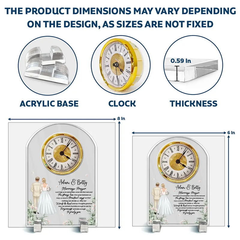 Marriage Prayer - Personalized Acrylic Desk Clock