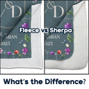 Gift For Couples, Wedding Anniversary, Married, Love - Married Couple Birth Flower Letter - Personalized Fleece Blanket, Sherpa Blanket