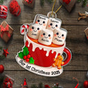 Christmas, Gift For Couples, Engaged, Wedding, Married , Love - Marshmallow Christmas Hot Cocoa Couple New Married Family - Personalized Custom Shaped Acrylic Ornament