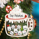 Christmas, Family, Happy - Marshmallows Family Cute Keepsake - Personalized 2-Layered Mix Ornament