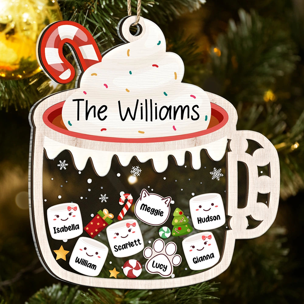 Marshmallows Family Cute Keepsake - Personalized 2-Layered Mix Ornament