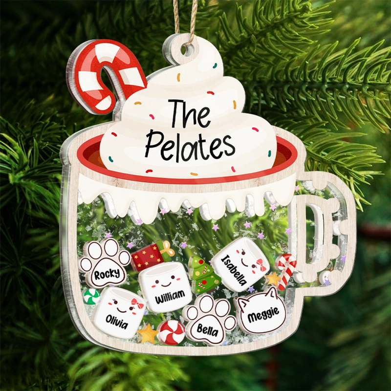 Christmas, Family, Happy - Marshmallows Family Cute Keepsake - Personalized 3-Layered Acrylic Shaker Ornament
