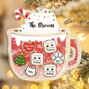 Happy,Christmas,Gift For Couples,Married ,Gift For Grandparents,Parents,Family - Marshmallows Family Dog Cat - Personalized 3-Layered Acrylic Shaker Ornament