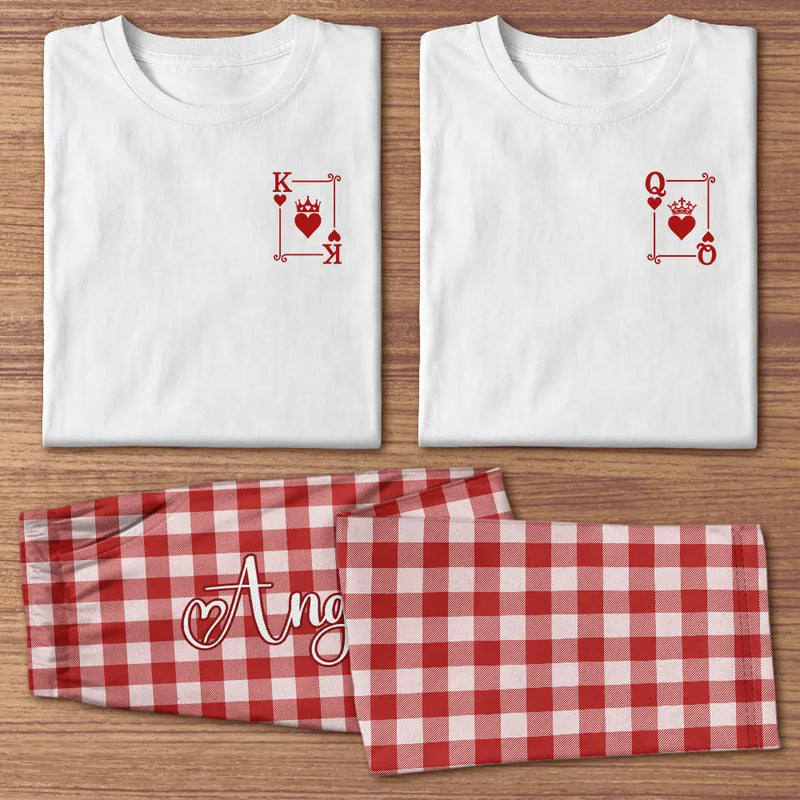 Romantic,Gift For Couples,Custom Text - Matching Couple Plaid Pattern - Personalized Loungewear Set
