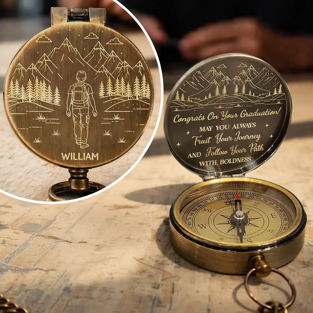 Graduation,Happy,Gift For Boyfriend,Gift For Girlfriend,Gift For Yourself,Gift For Women,Gift For Men,Gift For Daughter,Gift For Son,Gift For Sibling,Gift For Sisters,Gift For Brothers,Gift For Bestie,Gifts For Colleagues - May You Always Trust Your Journey - Personalized Engraved Brass Compass
