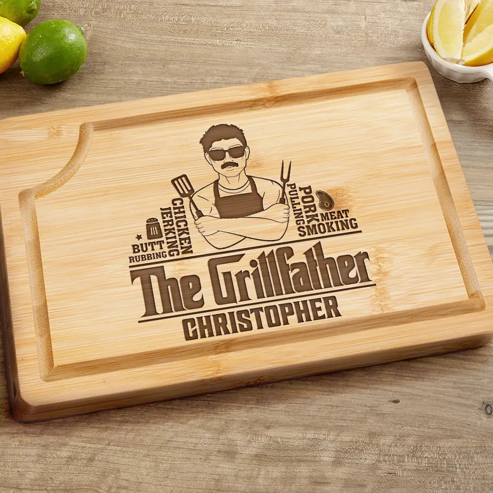 Gift For Husband,Gift For Yourself,Gift For Grandpa,Grandpa's Hobby,Gift For Father,Dad's Hobby,Grilling - Meat Smoking Grillfather - Personalized Wooden Cutting Board