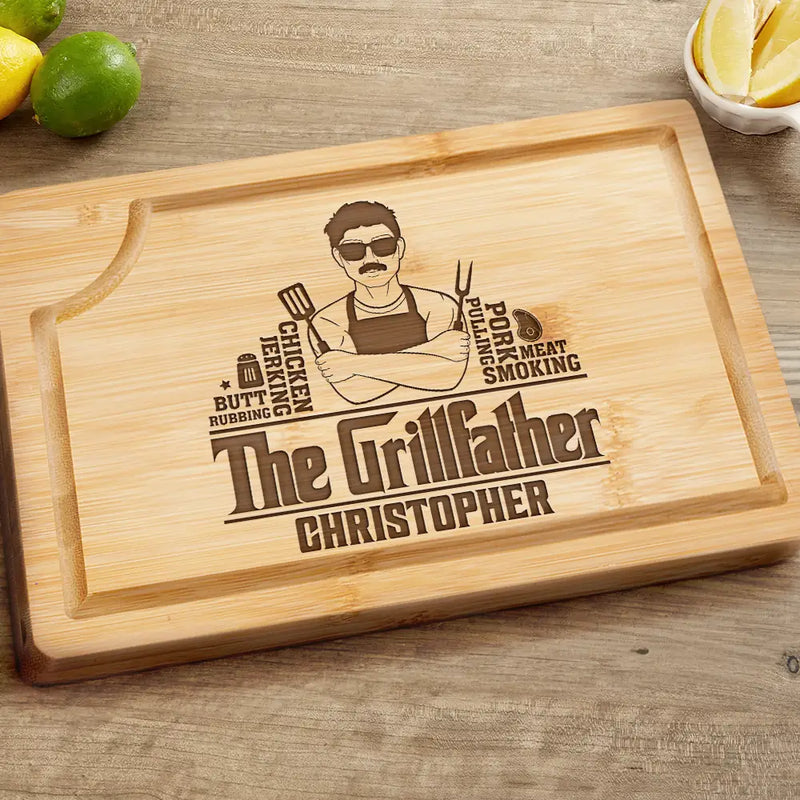 Gift For Husband,Gift For Yourself,Gift For Grandpa,Grandpa's Hobby,Gift For Father,Dad's Hobby,Grilling - Meat Smoking Grillfather - Personalized Wooden Cutting Board