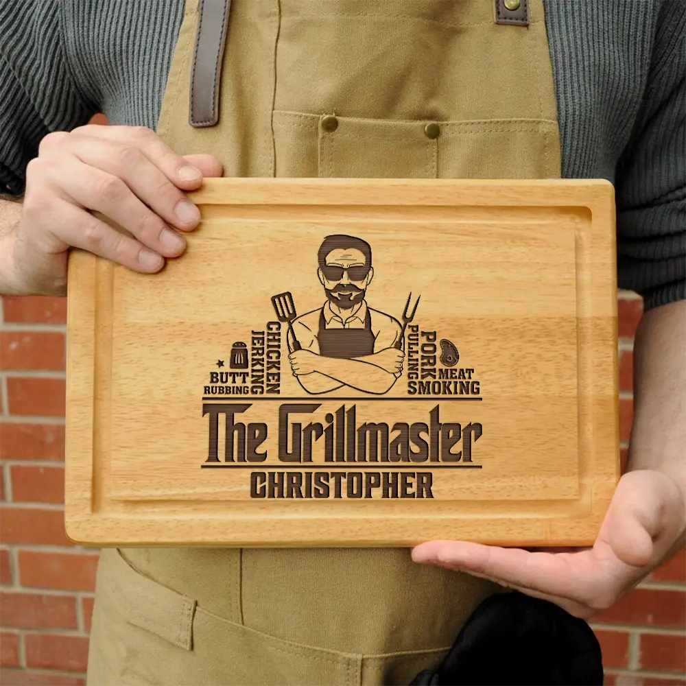 Gift For Husband,Gift For Yourself,Gift For Grandpa,Grandpa's Hobby,Gift For Father,Dad's Hobby,Grilling - Meat Smoking Grillfather - Personalized Wooden Cutting Board
