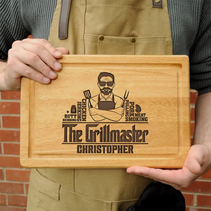 Gift For Husband,Gift For Yourself,Gift For Grandpa,Grandpa's Hobby,Gift For Father,Dad's Hobby,Grilling - Meat Smoking Grillfather - Personalized Wooden Cutting Board