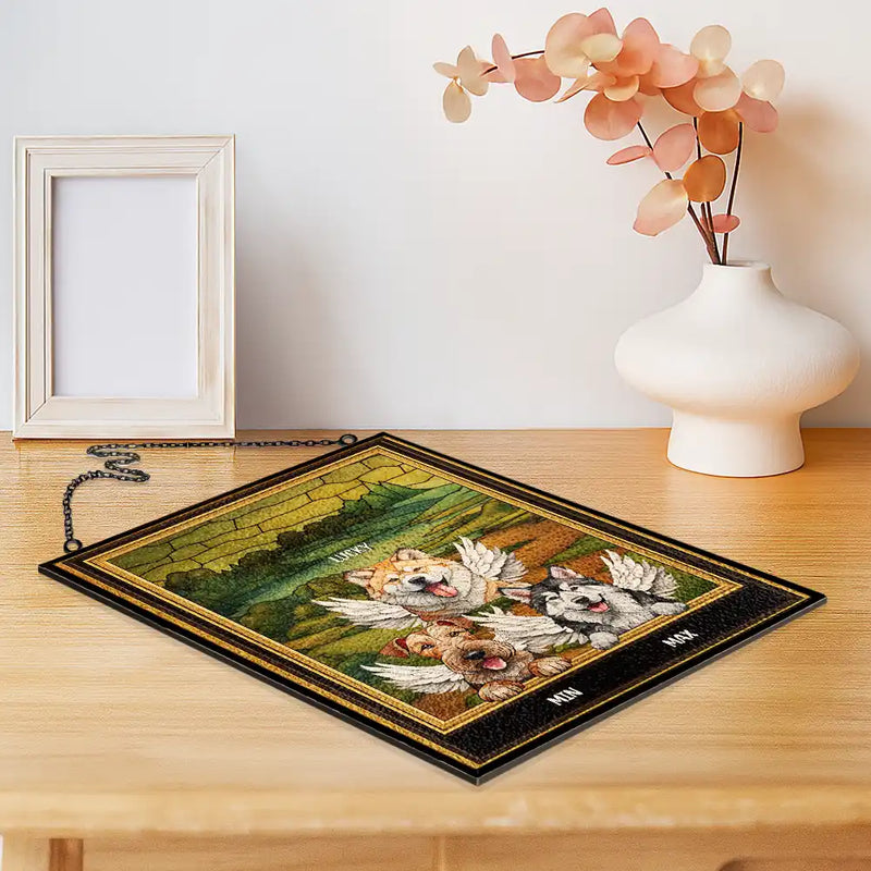 Pet Lovers, Love - Medieval Portrait Art Pet Memorial Dog Cat - Personalized Vertical Stained Glass Suncatcher