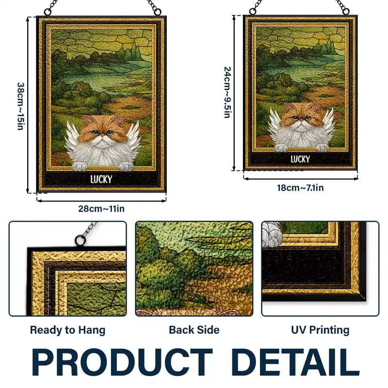 Pet Lovers, Love - Medieval Portrait Art Pet Memorial Dog Cat - Personalized Vertical Stained Glass Suncatcher