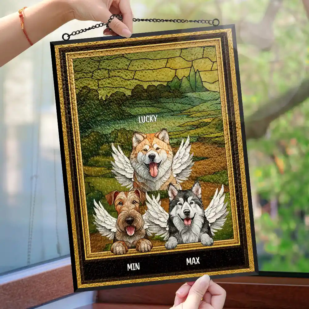 Pet Lovers, Love - Medieval Portrait Art Pet Memorial Dog Cat - Personalized Vertical Stained Glass Suncatcher