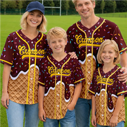 Baseball,Back To School,Gift For Kids,Summer,Proud,Custom Text - Melting Ice Cream - Personalized Baseball Jersey Shirt