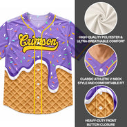 Baseball,Back To School,Gift For Kids,Summer,Proud,Custom Text - Melting Ice Cream - Personalized Baseball Jersey Shirt