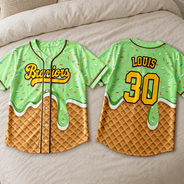 Baseball,Back To School,Gift For Kids,Summer,Proud,Custom Text - Melting Ice Cream - Personalized Baseball Jersey Shirt
