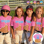 Baseball,Back To School,Gift For Kids,Summer,Proud,Custom Text - Melting Ice Cream - Personalized Baseball Jersey Shirt