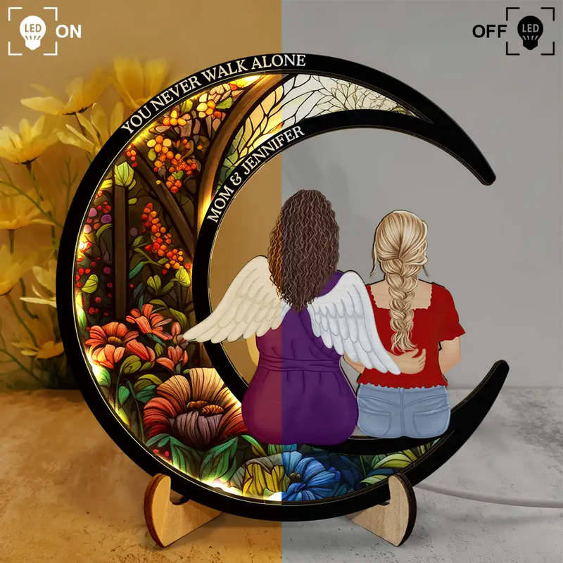 Gift For Yourself,Gift For Mother,Gift For Father,Dad,Gift For Daughter,Gift For Son,Gift For Sibling,Gift For Sisters,Gift For Brothers,Gift For Bestie,Memorial,Daughters, Sons - Memorial Always With You - Personalized LED Light Wooden Plaque
