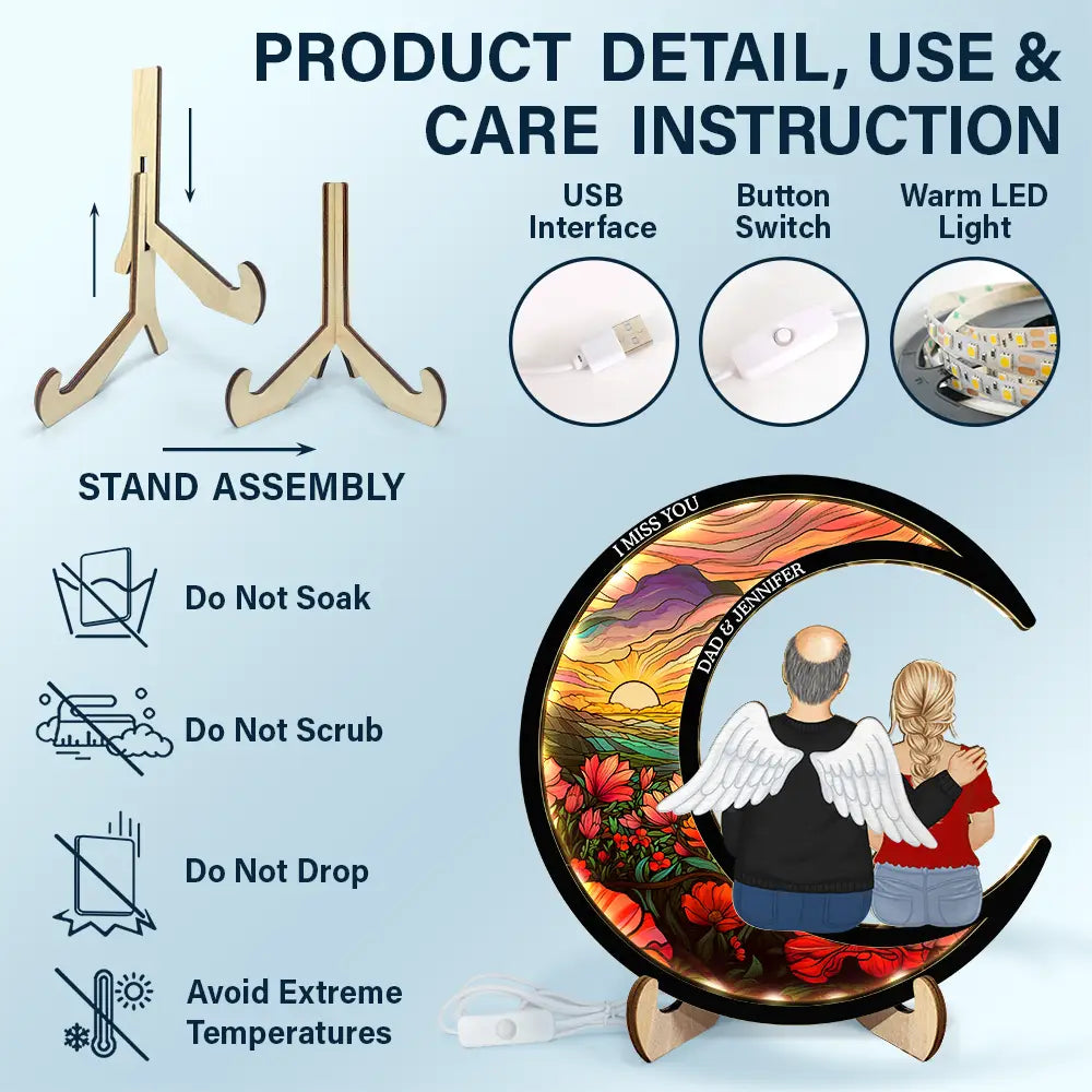 Gift For Yourself,Gift For Mother,Gift For Father,Dad,Gift For Daughter,Gift For Son,Gift For Sibling,Gift For Sisters,Gift For Brothers,Gift For Bestie,Memorial,Daughters, Sons - Memorial Always With You - Personalized LED Light Wooden Plaque
