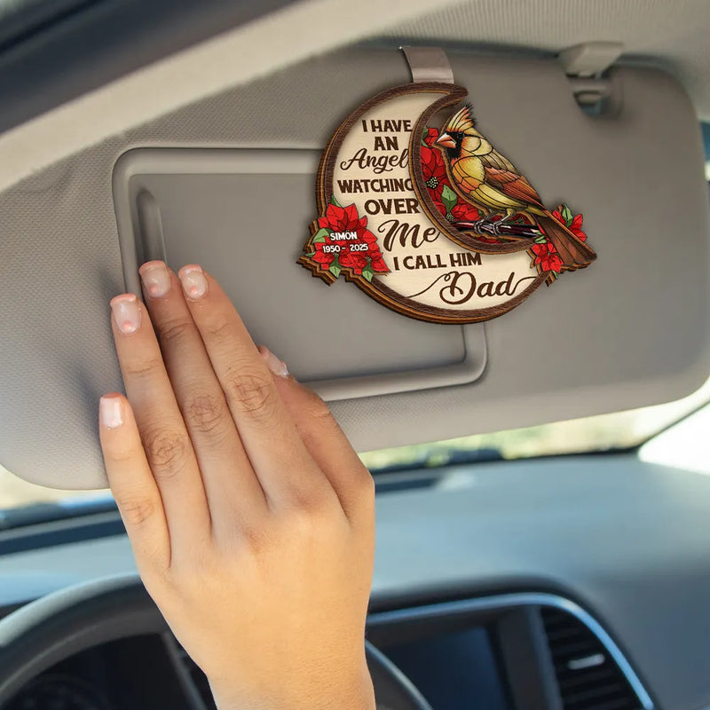 Gift For Mother,Gift For Father,Custom Photo,Memorial,Sad - Memorial Angels Watching Over Me - Personalized Custom Shaped Car Visor Clip