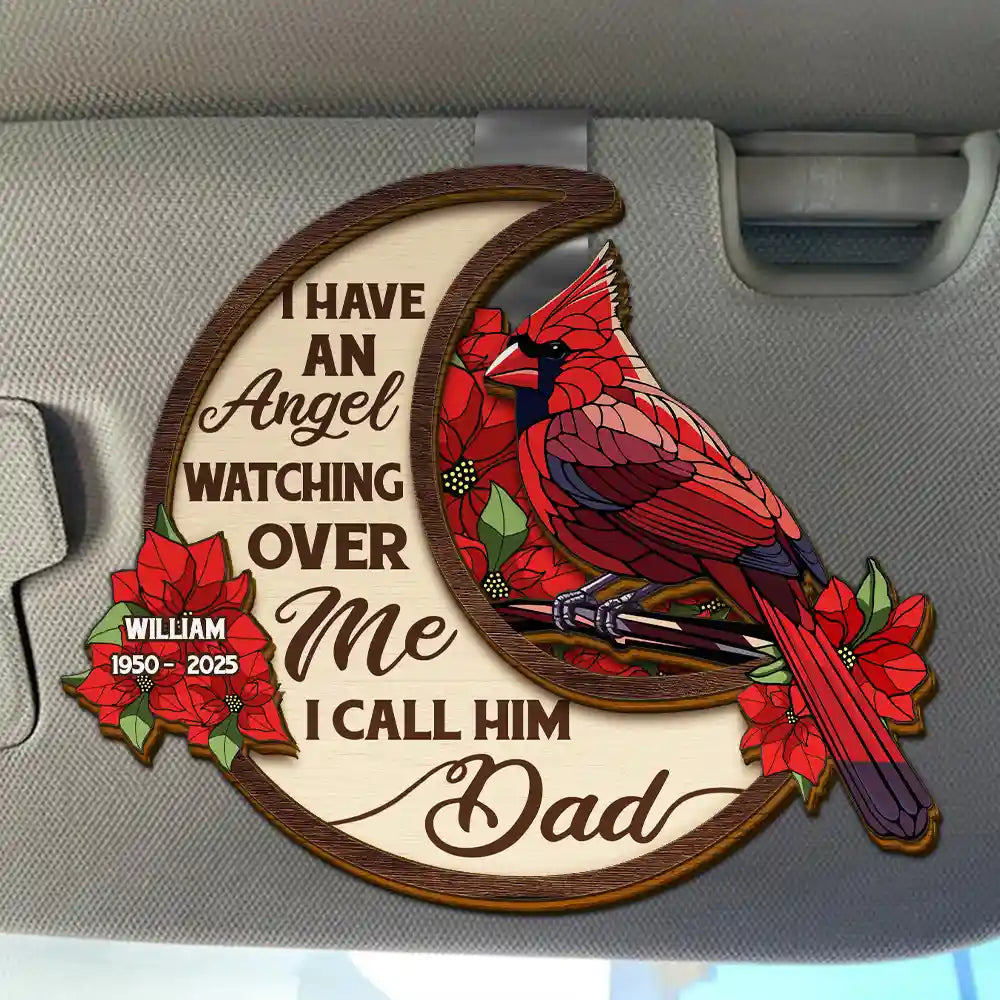 Gift For Mother,Gift For Father,Custom Photo,Memorial,Sad - Memorial Angels Watching Over Me - Personalized Custom Shaped Car Visor Clip