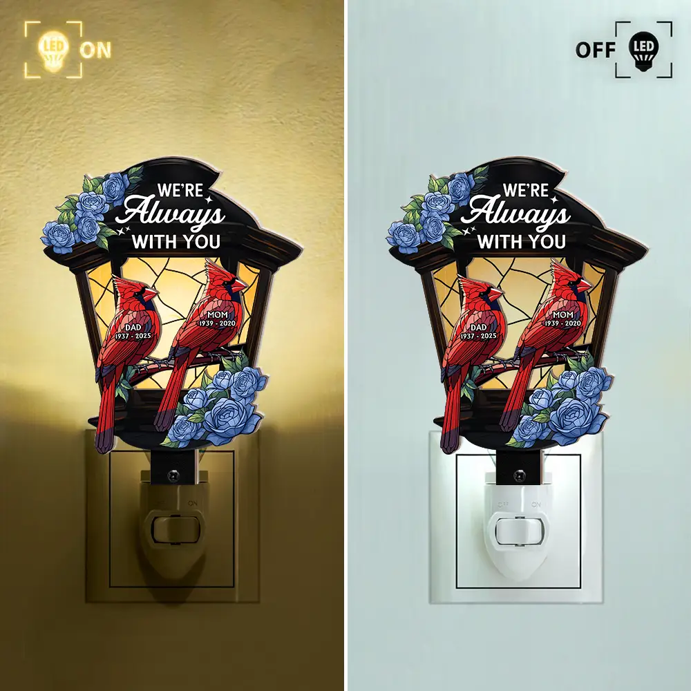 Memorial,Sad,Gift For Yourself,Gift For Daughter,Gift For Son - Memorial Cardinal Lantern - Personalized Plug-in Night Light