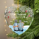 Christmas,Gift For Couples,Memorial,Gift For Husband,Gift For Wife,Love - Memorial First Christmas Without You - Personalized Heart Shaped Glass Ornament