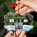 Gift For Couples,Old Couples,Gift For Husband,Gift For Wife,Parents,Memorial,Sad,Christmas - Memorial First Christmas Without You - Personalized Medallion Glass Ornament