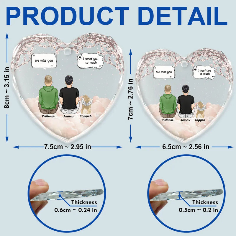 Christmas,Memorial,Pet Lovers,Dog Lovers,Cat Lovers,Sad - Memorial I Miss You I Know - Personalized Heart Shaped Glass Ornament