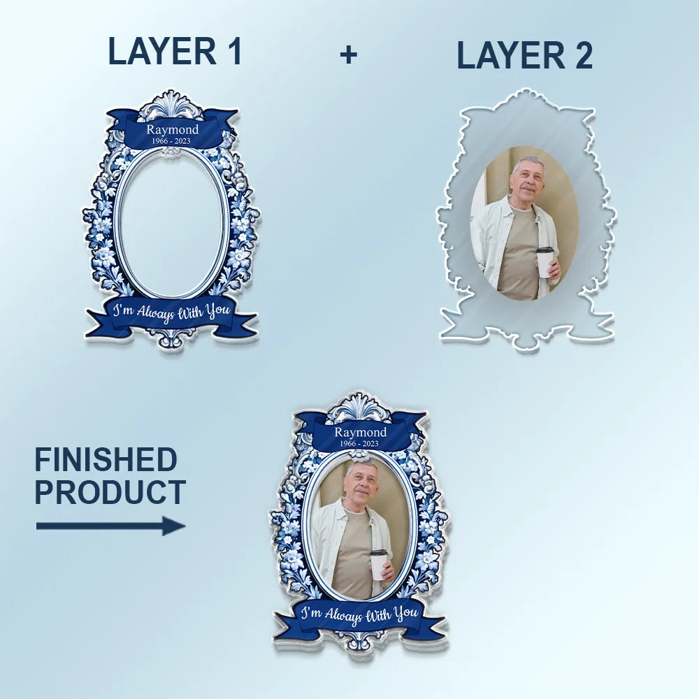 Custom Photo,Memorial,Sad - Custom Photo Memorial I'm Always With You Vintage Mirror Frame - Personalized Custom Shaped Acrylic Car Visor Clip