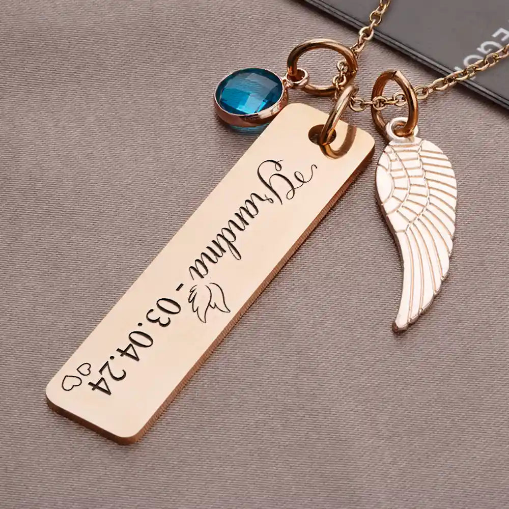 Gift For Mother, Memorial, Love - Memorial Mom Grandma Birth Month Gemstone - Personalized Birthstone Charm Necklace