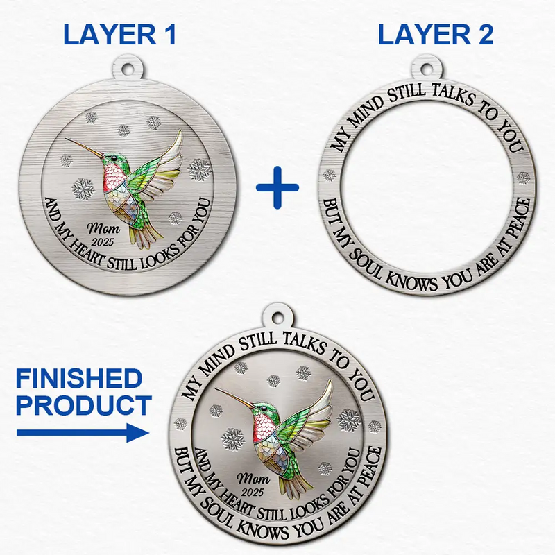 Memorial, Christmas, Family, Parents, Gift For Grandparents, Sad - Memorial My Mind Still Talks To You - Personalized 2-Layered Wooden Ornament