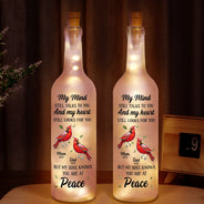Memorial, Family, Gift For Grandparents, Parents, Sad - Memorial My Mind Still Talks To You - Personalized Bottle Light