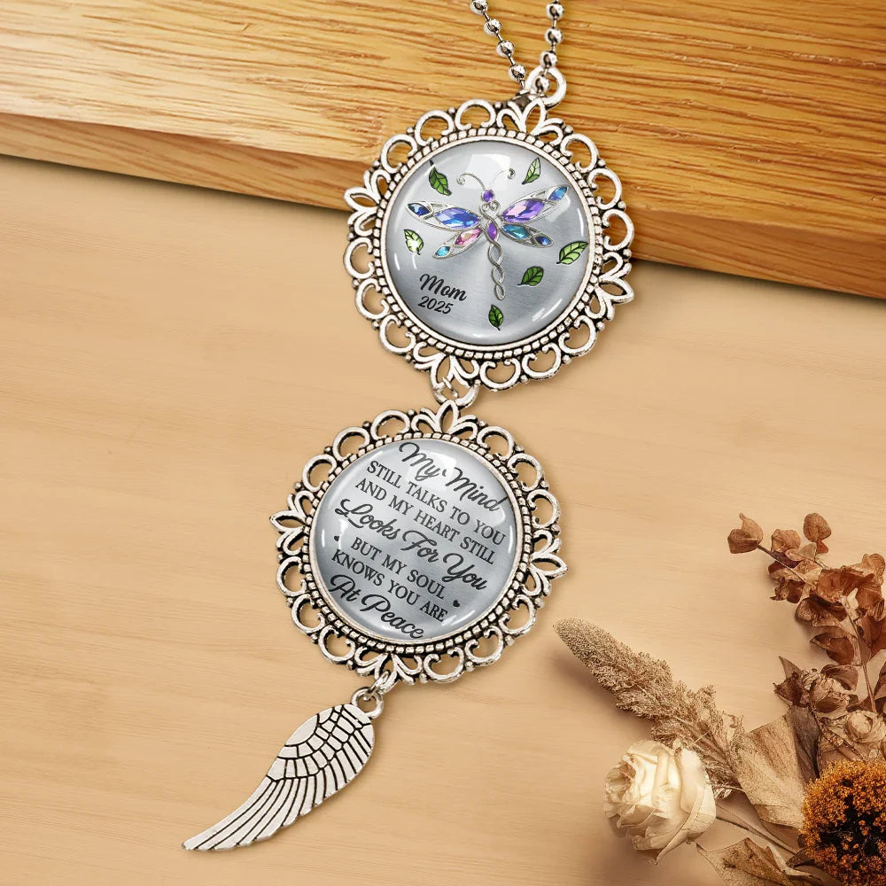 Memorial,Gift For Mother,Family,Sad,Gift For Father - Memorial My Mind Still Talks To You - Personalized Photo Pendant Charm
