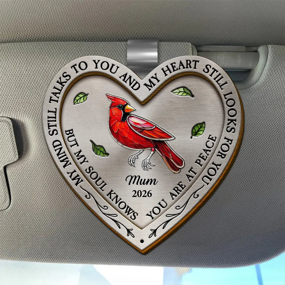 Memorial,Family,Gift For Father,Gift For Mother,Sad - Memorial My Mind Still Talks To You Heart Shaped - Personalised Custom Shaped Car Visor Clip